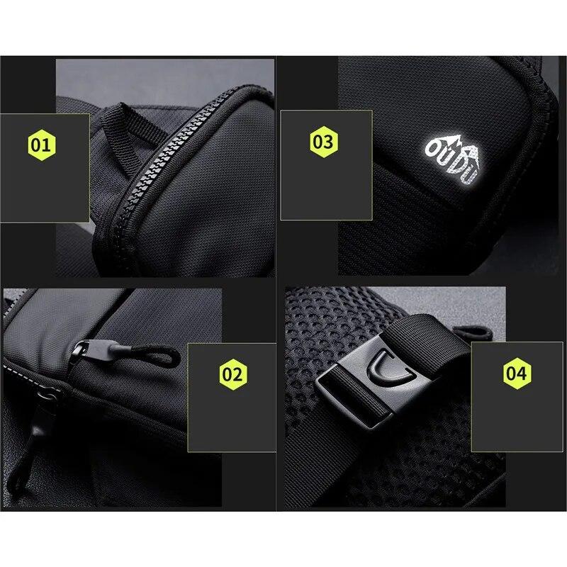 Casual Men Shoulder Chest Bag Nylon Waterproof Outdoor Sport Running Cycling Belt Bag Large Capacity Travel Phone Pouch Bag