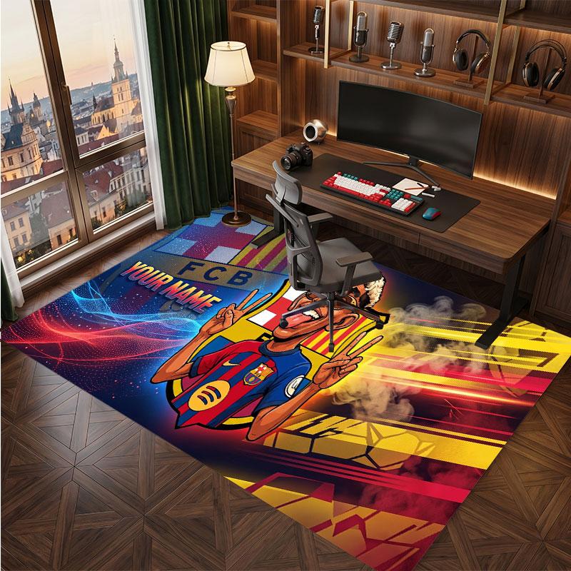 Tappeto in Velluto di Cristallo Personalizzato Lamine Yamal, Stampa Testo Nome Personalizzato, Logo Calcio Tappetino Morbido Antiscivolo Decorazione Casa Regalo