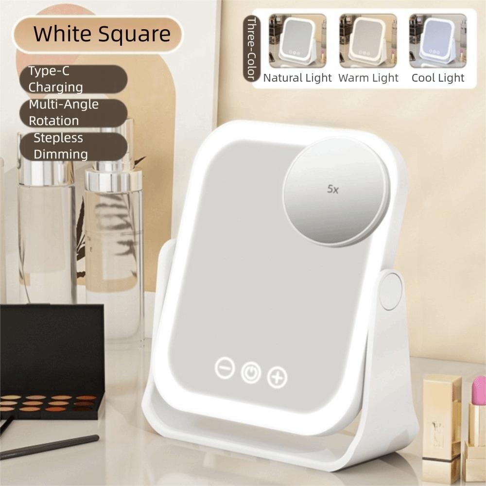 Wendbarer LED Make-up Spiegel 3 Farben Make-up Beauty Spiegel 5x Vergrößerungsspiegel mit LED Reise