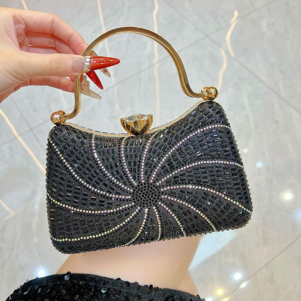Rhinestone Handbag, Celebrity Fashion Dinner Bag, Shiny Chain Shoulder Bag, Exquisite Messenger Bag, Bag.