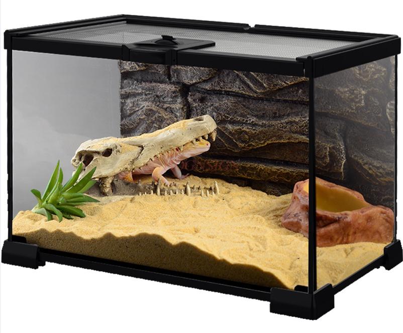 Reptile Breeding Box Crested Gecko Lizard Horned Frog Hermit Crab Spider Glass Ecological Tank
