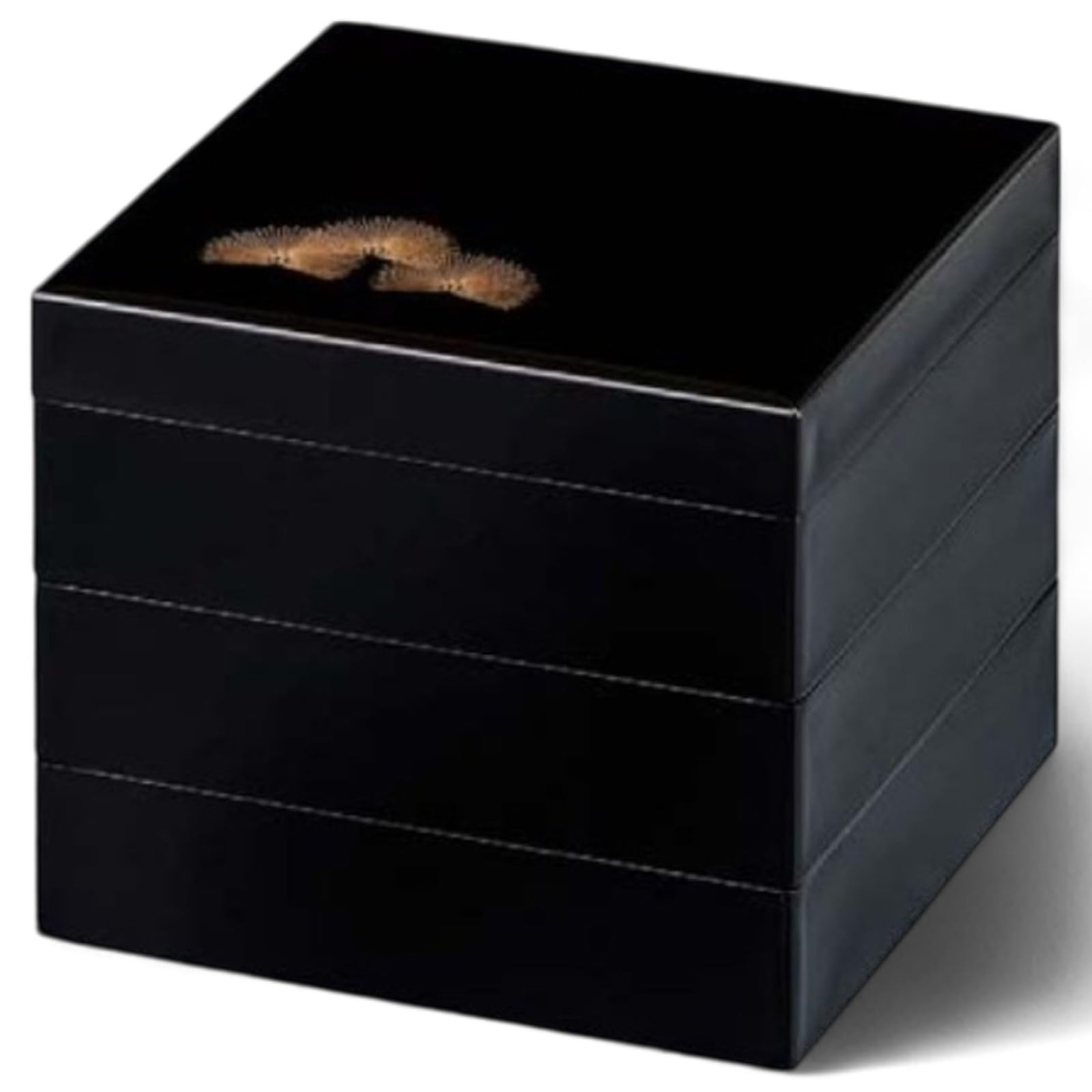 

J-kitchens Lacquerware 3-Tiered Jubako Box (7.0 inches), Houtoku Takamoriju, Black Mashi Hat, Made in Japan, Resin, Made in Japan
