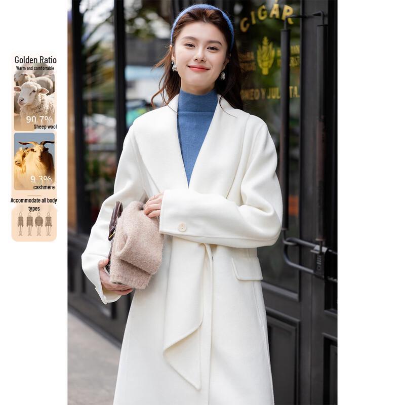 

Mokana Women s Wool Scarf Collar Long Coat M