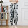 WTEMPO Elastic High Waist Thin Printed Women's Spring Summer Ice Silk Wide Leg Pants Mother's Loose Jogger Pants