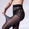 Aurora Heart Hollow Crotchless Oily Silk Stockings