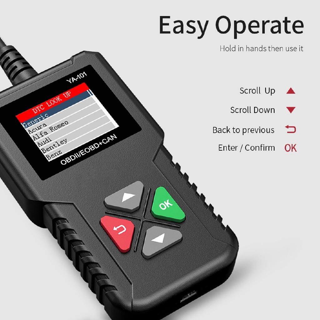 YA101 OBD Car Diagnostic Auto Diagnostic-Tool Battery Testing Fault Error Codes Read Clear OBD Automotive Scanner 12V