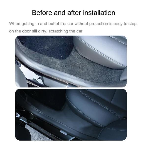 For Tesla Model 3 Highland Front Rear Door Sill Strip Guards Protective Mats Rear Underseat Cushion TPE Anti-dirty Pads