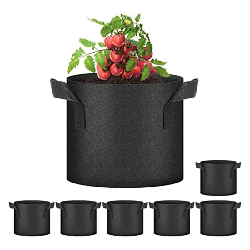 A84X-7-Pack 7 Gallon Grow Bags Aeration Nonwoven Fabric Plant Pots With Handles, Heavy Duty Gardening Planter For Potato