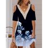 Dámská móda Léto Jaro Květinový potisk 1/2 rukávy Výstřih do V Volný pas Šaty pro volný čas