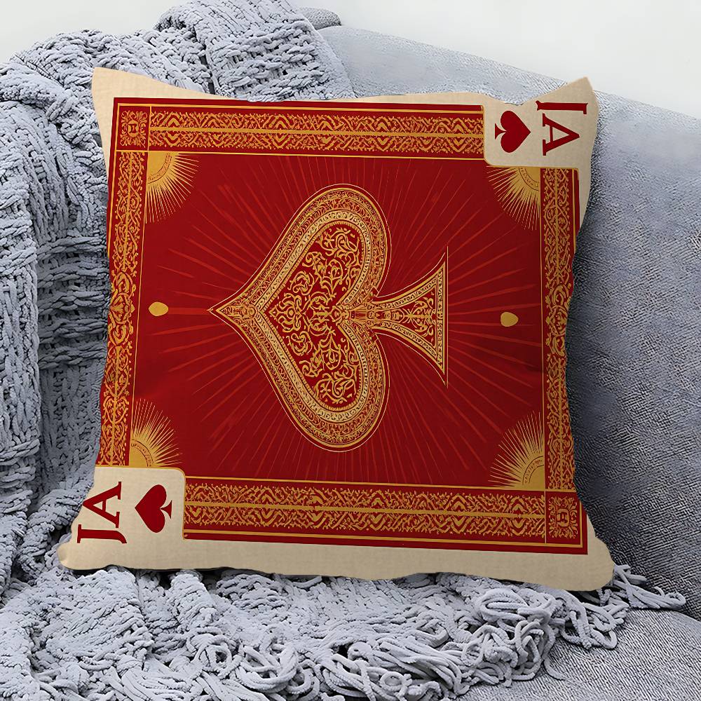 Poker Pattern Game Maple Design Cushion Cover Happy Autumn Harvest decor Holiday Decorati Pillow Cover
