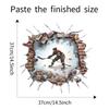 Creative Ice Hockey Player Breaking Through Wall Self Adhesive Wall Sticker for Kids Room Decor