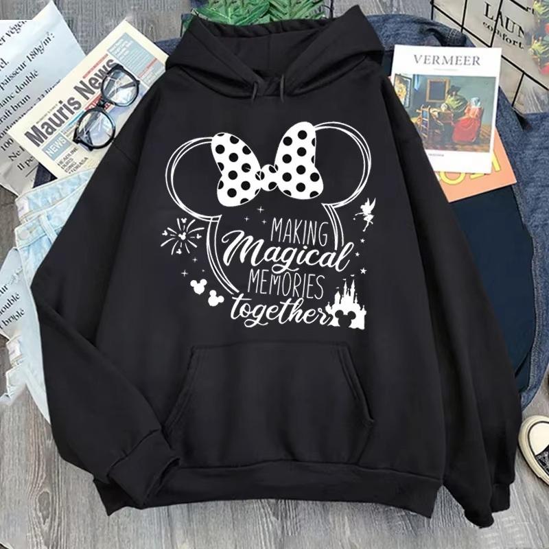 Disney 2025 Trip Printed Hoodies Fashion Female Casual Clothing Long Sleeve White Pullover Kawaii Cartoon Graphic Sweatshirt