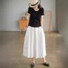 Khaki Ladies's Pants Pure Cotton Casual Loose Elastic Waist Wide Leg Pants Ladies  Summer  Retro Black Skirt Pants