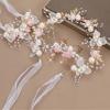 Bridal Pearl Hair Headdress Flower Wreath Bride Garland Head Hoop Headbands Hair Jewelry