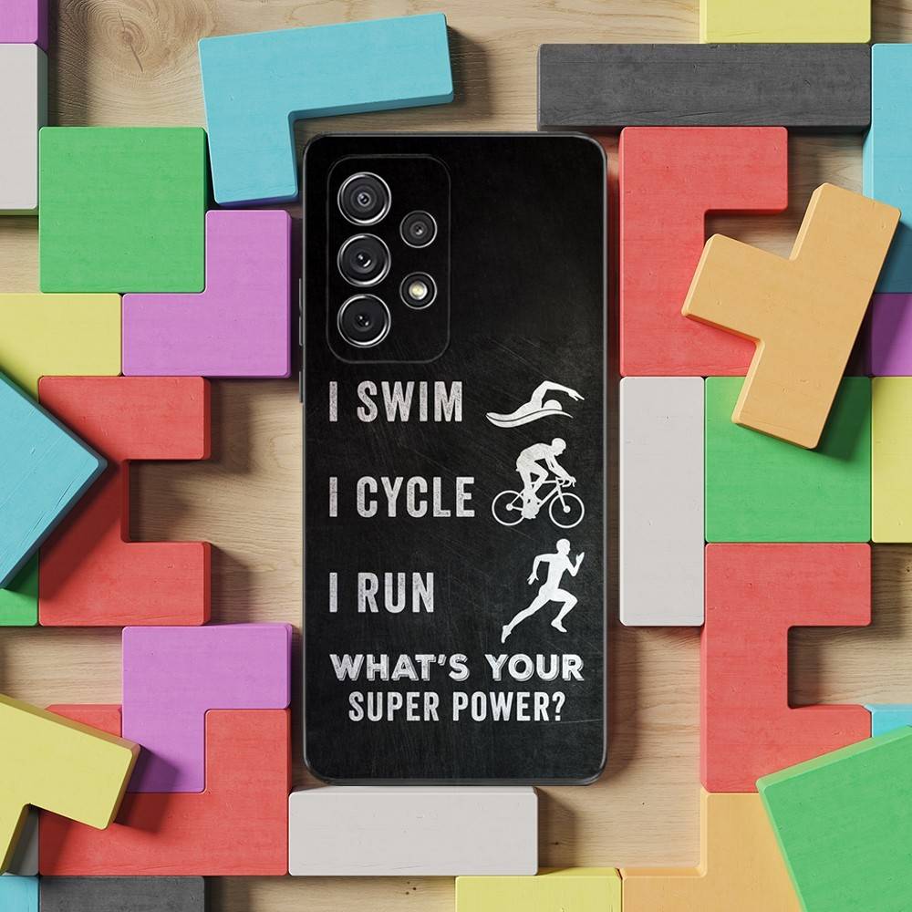 Triathlon Swim Bike Run Phone For Samsung S22,S25,S24,S23,Ultra,FE,Plus,S21,S20,S10,S9,Lite,Soft Silicone Black