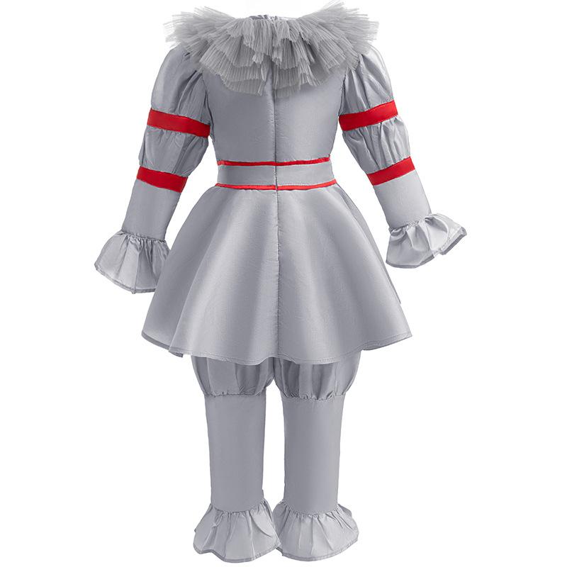 Kids Joker Cosplay Costume Horror Puff Sleeve Tulle Collar Pants Halloween Christmas