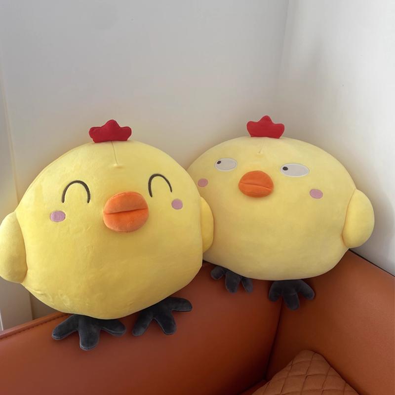 Peluche di Pollo Bambola Polletto Giallo Cartone Animato Carino Morbido Peluche Animale Pulcino Cuscino Regali di Natale per Bambini 35/65cm