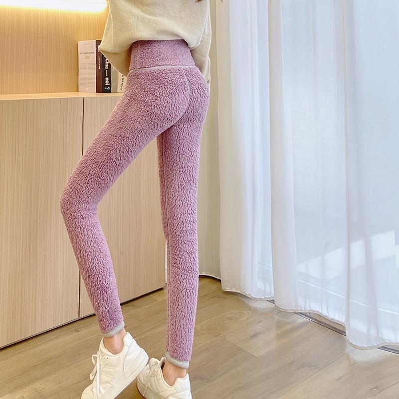 Extra Thick Cloud Soft Fleece Leggings Winter Women Slim Fit Outdoor Wear High Waist Thick Warm Plush Cotton Pants Women