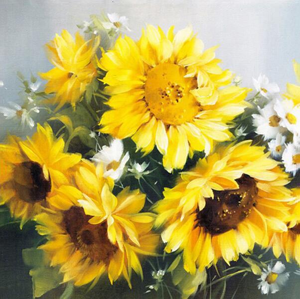 5D DIY Diamond Painting Full Round Sunflowers Embroidery Handmade Diamond Art
