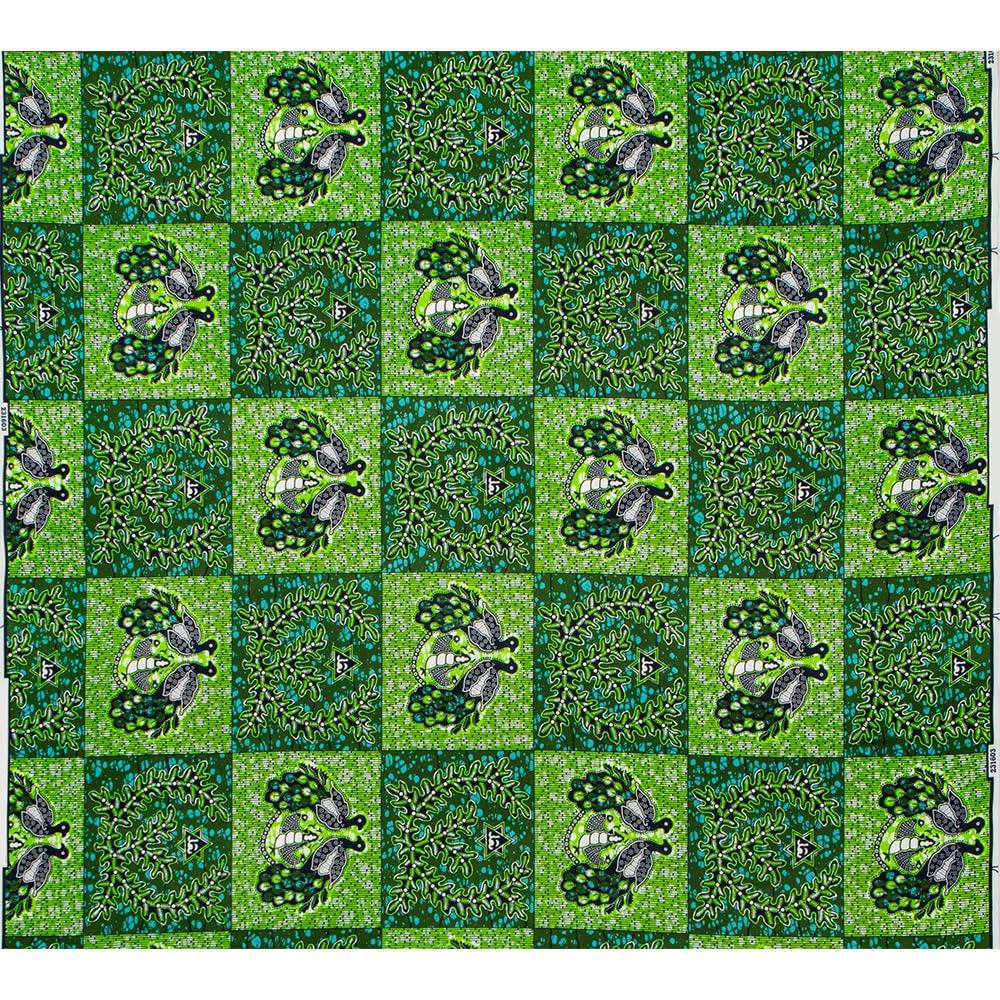 KINOKINO African African African Fabric Fabric, Print, (Green, A, Polyester, Approx. 540cm)
