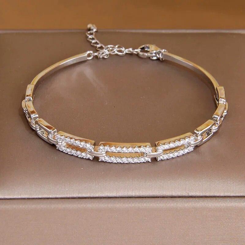 Korea&Japanese Delicate Hollow Knot Charm Bangles for Women Fashion Brand Jewelry Crystal Twist Bracelets Accessories