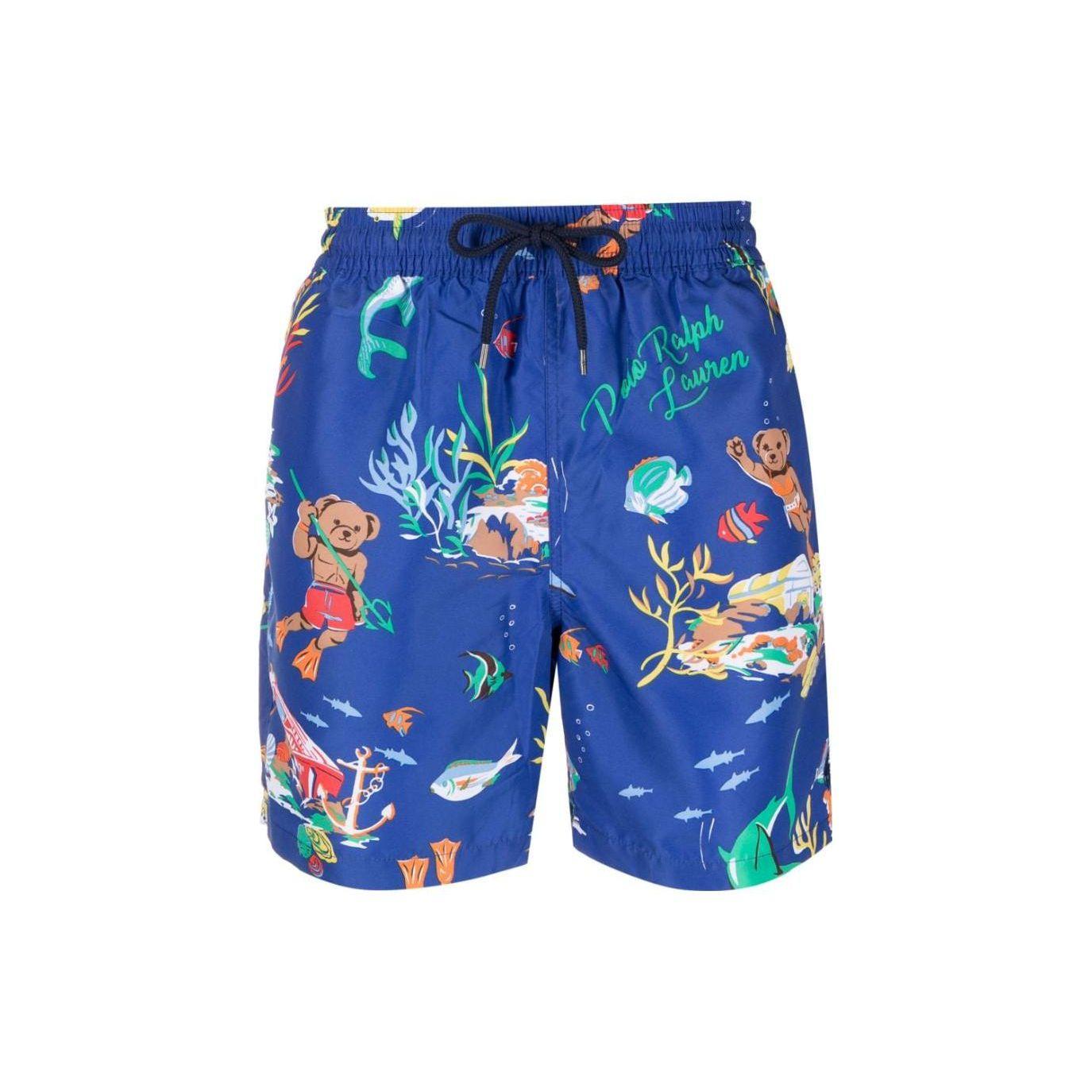 

Polo Ralph Lauren SS23 Шорты мужские с принтом медведя под водой, шнурком и прямыми штанинами, синие 710901517-001 L