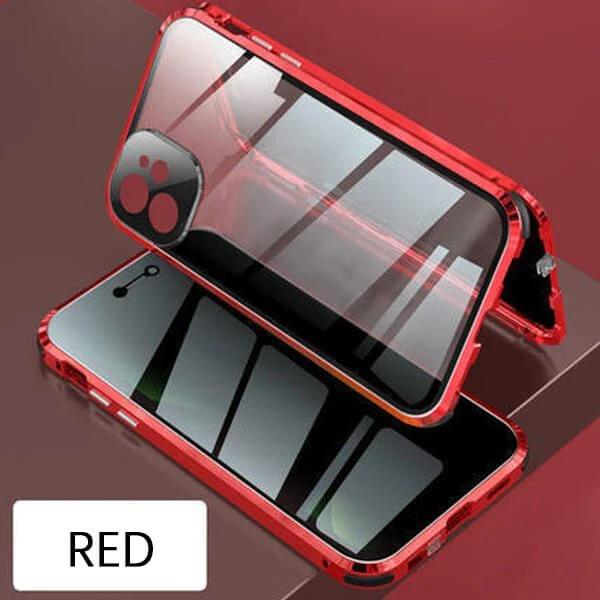 

Магнитный чехол с защитой от подглядывания для iPhone 14, 13, 12, 11 Pro Max, двухсторонняя защита от шпионажа, металлический бампер, чехол для телефона For iPhone 14 красный