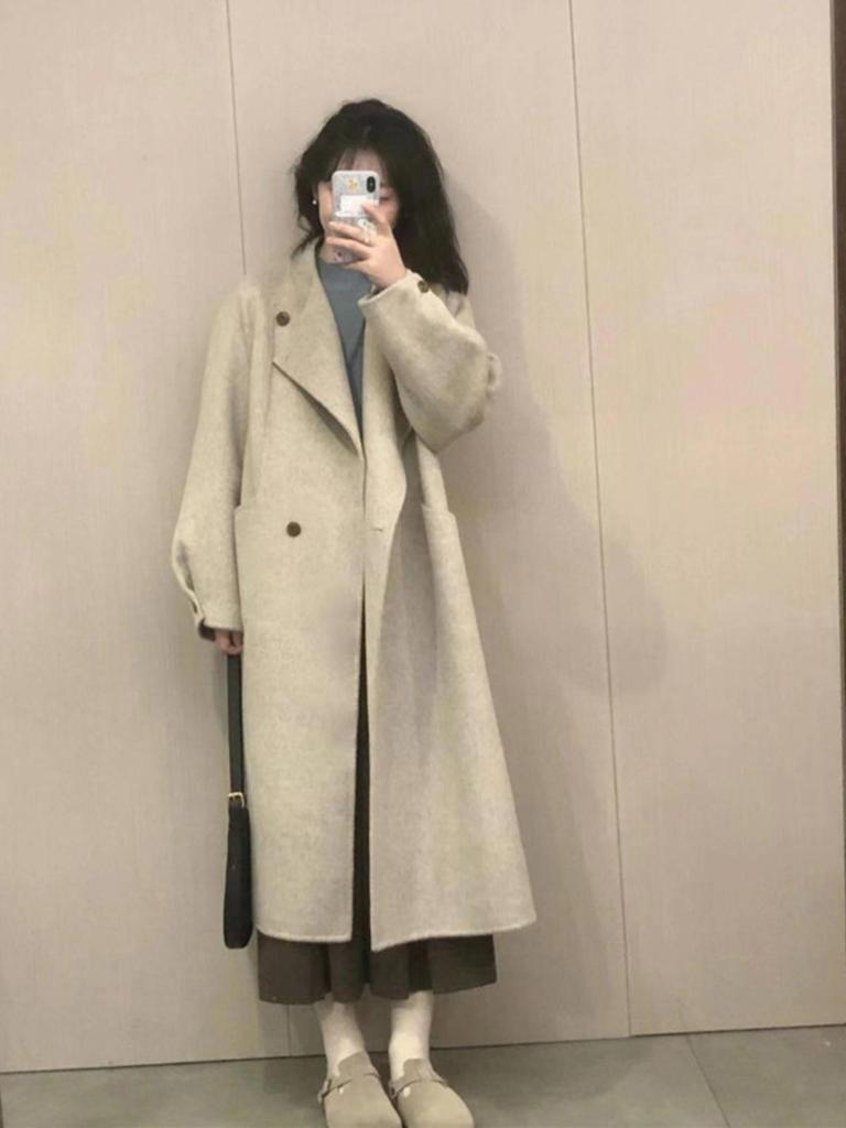 Petite Korean Style Mid-Length Woolen Coat for Autumn/Winter 2025 - Women's High-Grade Texture