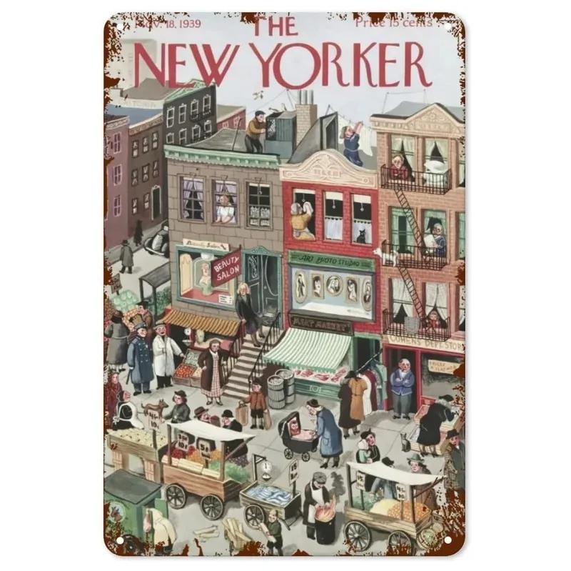 Vintage Hawaii New York Santorini Landscape Travel Tour Poster Retro Metal Aluminum Signs Funny Plaque Home Bar Cafe Wall Decor
