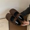 Vintage Suede Rhombus Velcro Shallow Mouth Mary Jane Shoes Night Breeze Gentle Soft Sole Versatile Lazy Bread Single Shoes