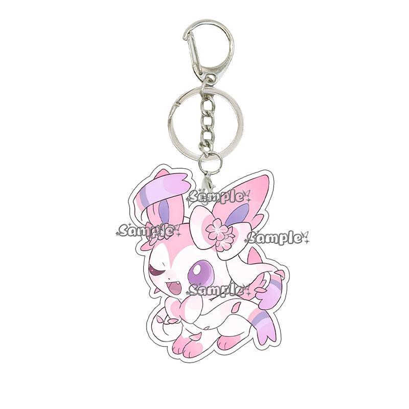 Anime Cartoon Umbreon Eevee Espeon Acrylic Keychain Key Chain Ring Backpack Charm Accessories Homemade Pendant Gift for Friends