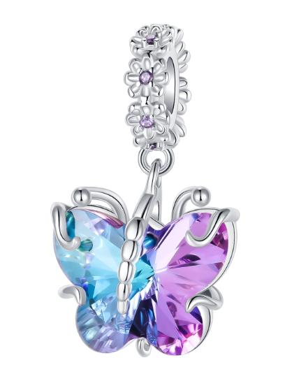 Sparkling Purple Charms 925 Silver Jellyfish Birthday Pendant Bead Compatible Original Bracelet DIY Jewelry Accessories