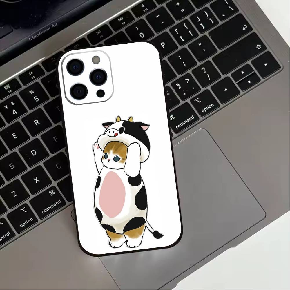 

Cute M-Mofusands cat Phone Case For iPhone 17,16,15,14,13,12,11 Plus,Pro Max,XS,Soft Silicone Black Cover iPhone16pro