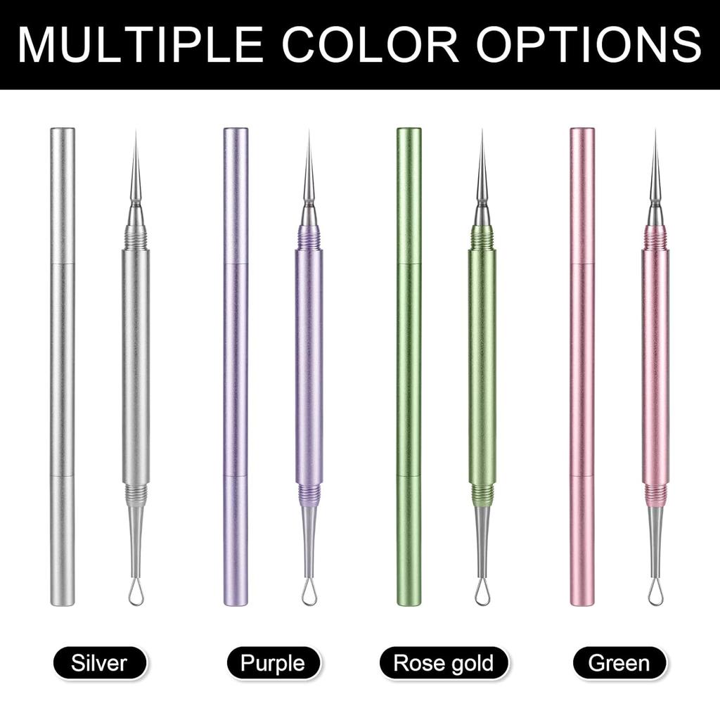 Blackhead Extractor, Metal 2 In 1 Acne Clean Needle Professional Pimple Popper Needle Whitehead Popping Extractor Double-Ended Black Head Remover