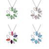 Stunning Multicolor Ladies Fashion Wreath Rhinestone Necklace Love Pendant Jewelry