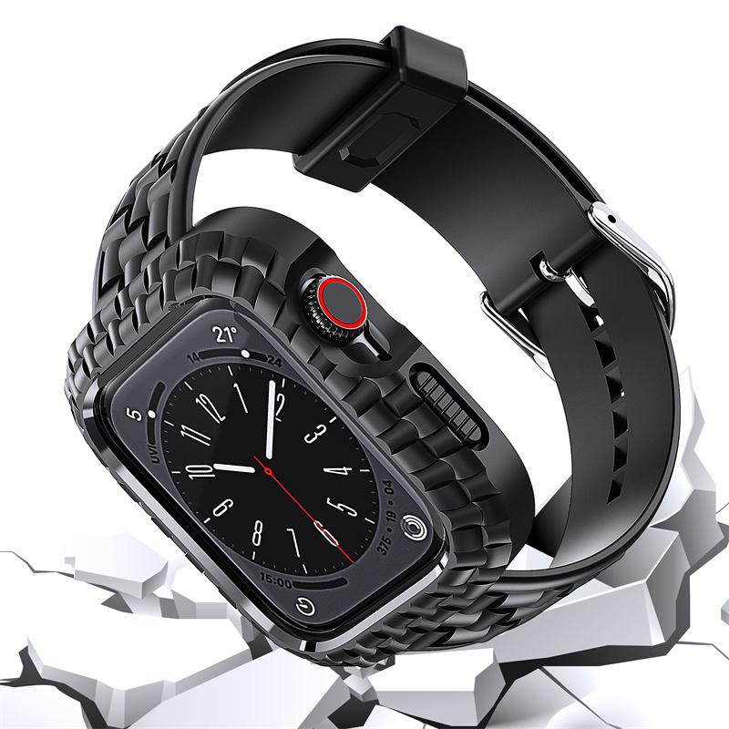 Silicone Watch Strap+Case for Apple Watch Ultra Band 49mm 45mm 41mm 44mm 40mm Sport Bracelet Cover Bumper iWatch 9 8 Se 7 6 5 4
