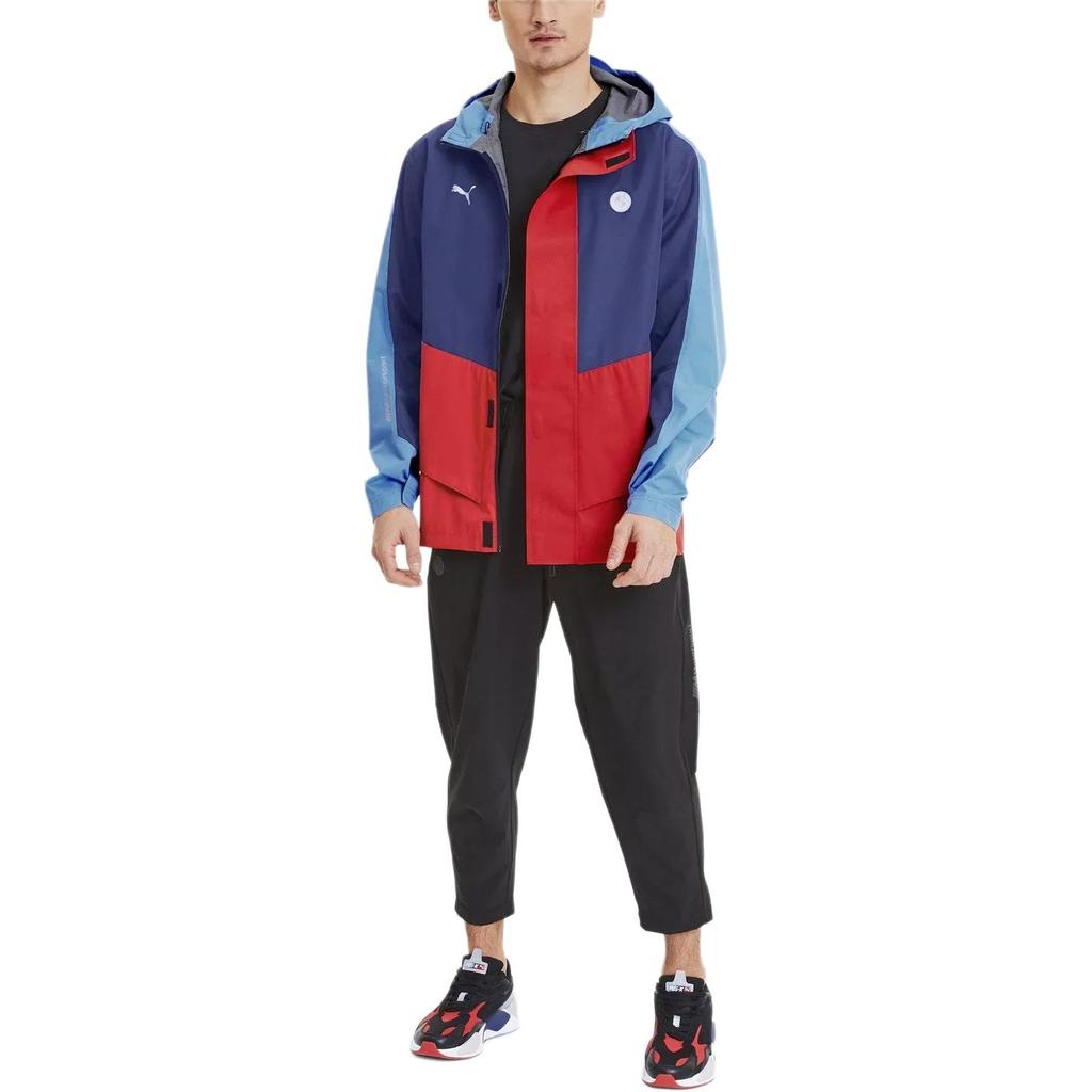PUMA Color Block Logo Print Casual Hooded Zip Long Sleeve Jacket Men jackets Blue 596083-04