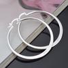 Hot 5CM Big Circle Silver Color Hoop Earrings for Women Holiday Gift Classic Charms Party Wedding Jewelry