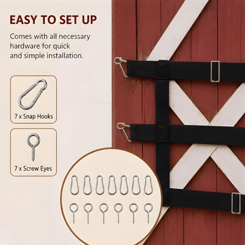 Horse Barn Entry Cover, Stall Guard Net With Fit- Buckle Strips, Black Color, 10-Foot X 20-Inch With Mounting Hardware for Stable Use
