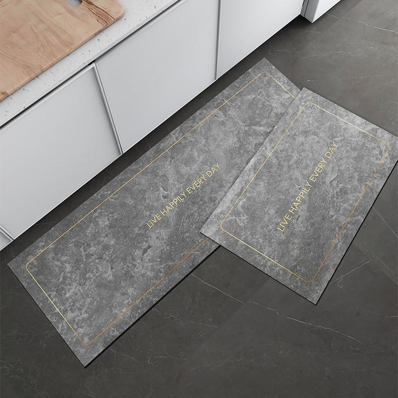 Kitchen Rug Marble Leather Oil-proof Waterproof Non-slip Household Foot Mat PVC Wipeable Washable Carpet Decor Tapis