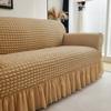 1Pc Seersucker Sofa Slipcover With Skirt Solid Color Bubble Gauze Sofa Couch Cover Dustproof Furniture Protector For Living Room