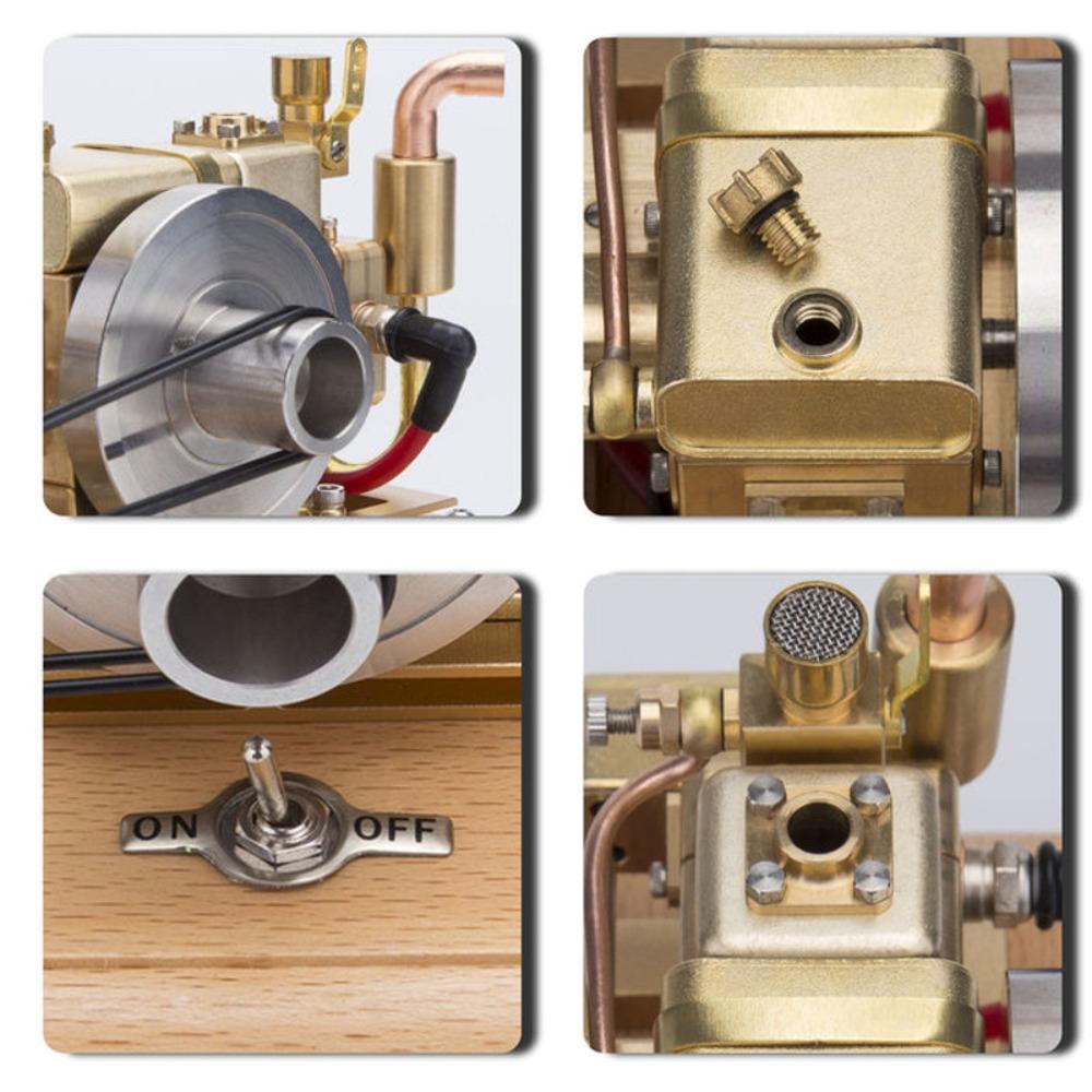 1.6Cc Water Cooled Miniature Retro IC Engine Brass Single Cylinder Four Stroke Internal Combustion Desktop Ornament Engine Model