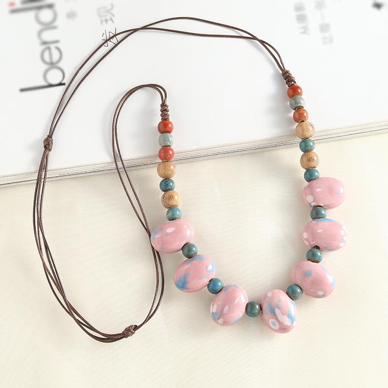 Керамическое Богемское Ожерелье-Бусы Формы Брусчатки Винтажный Кулон Ювелирный Аксессуар