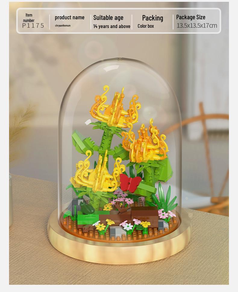 Premium Sunflower Eternal Flower Micro-Particle Building Block Toy - Compatible with Lego, Christmas Ornament, Educational Gift