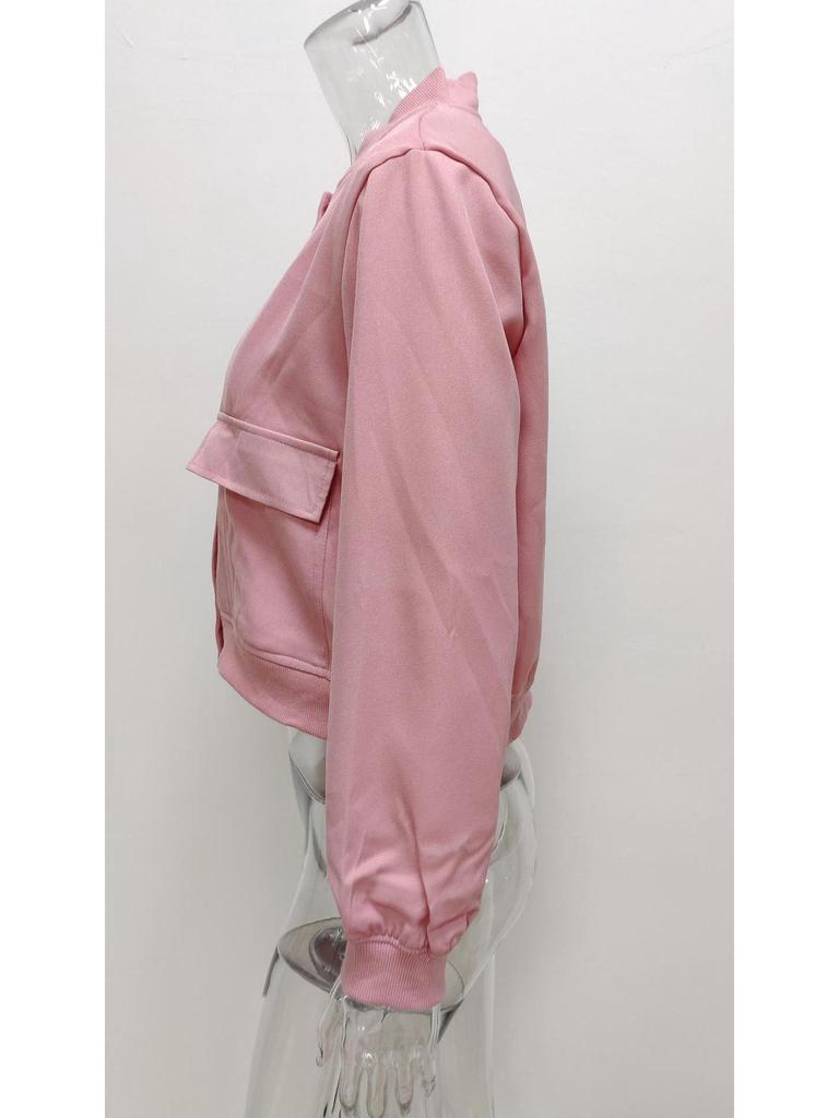 2025 Unisex Stand-up Collar Jacket with Large Pockets - Elegant Spring/Autumn Women's Outerwear