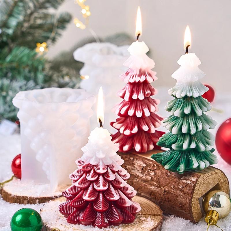 DIY Christmas Tree Silicone Candle Mold Aroma Candle Soap Plaster Resin Making Mold 3D Xmas Craft Ornaments Home Decor Supplies
