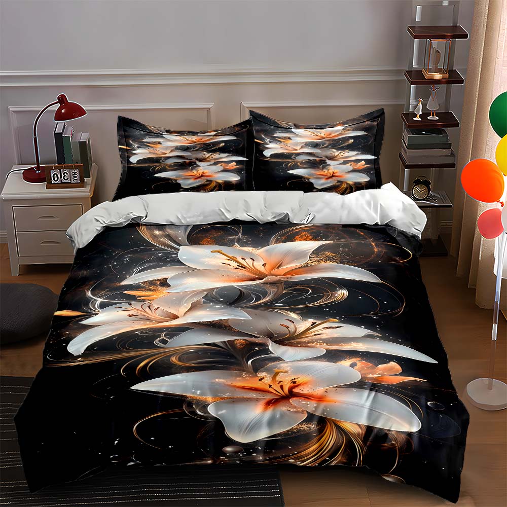 

Lily floral design. Bedding Duvet cover sets Duvet covers Pillowcases gifts (1 * Duvet Cover 2 * Pillowcases, without duvet insert) 135x200cm