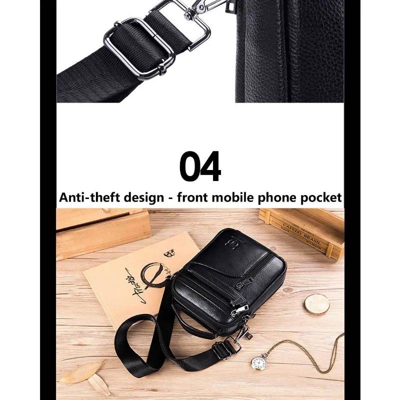 BULLCAPTAIN 2024 Brand Leather Men Bag Casual Business Leather Mens Shoulder Messenger Bag Vintage Men's Crossbody Bag male