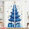 2pcs,2D Plane Printing Print Curtains Blue Christmas Tree Gifts Versatile Durable Polyester (without Rod) Festive Use for Living
