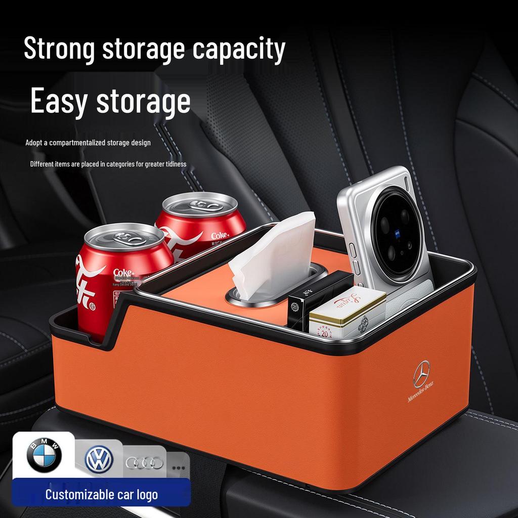 Compatible Tissue Box and Cup Holder for Zeekr Models X007, 001, 009, 7X, 8X, 9X, MIX - Car Armrest Storage Solution